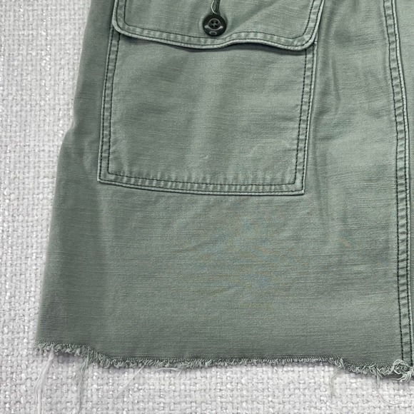 FRAME Denim Mini Skirt Womens Blue‎ Green Frayed Hem Utility Pockets - Picture 8 of 14